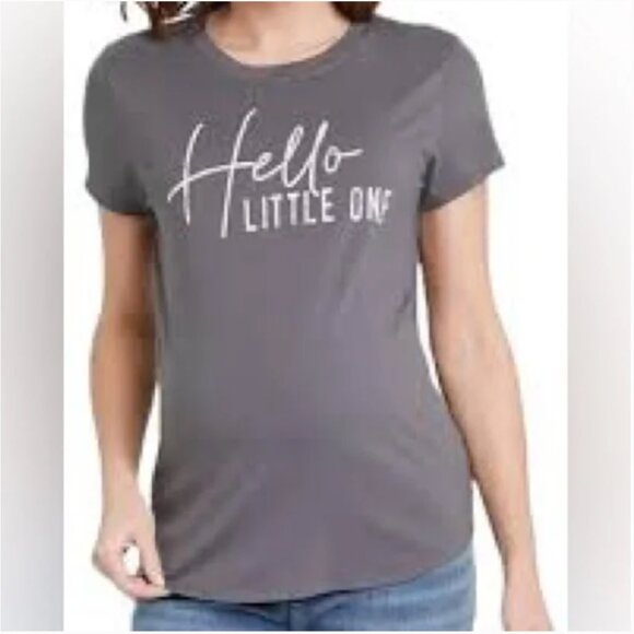 NWT Isabel Maternity by Ingrid & Isabel Gray Top – “Hello Little One” Spellout - Picture 6 of 7